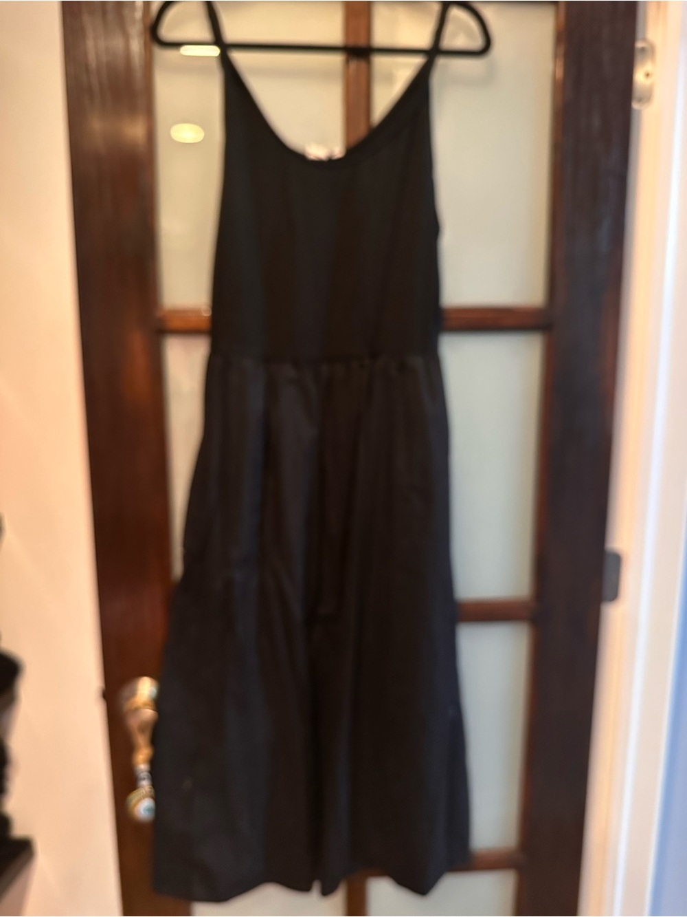 Black twisted Spaghetti Strap Midi Dress cotton sundress.